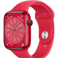 Apple Watch Series 8 45 мм (алюминиевый корпус, красный/красный, спортивный силиконовый ремешок S/M)